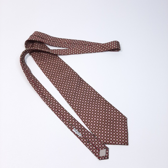 Christian Dior Paris 100% Silk Tie Made in France Geometric Floral Design - Picture 3 of 9